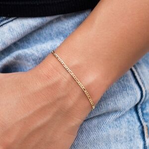 18k Gold 6” Figaro Chain Bracelet